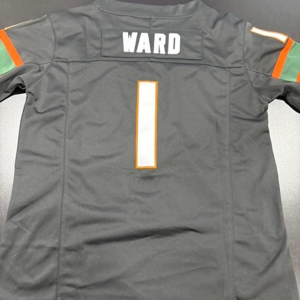 Miami Hurricanes Cam Ward #1 Youth Football Jersey Black Size L